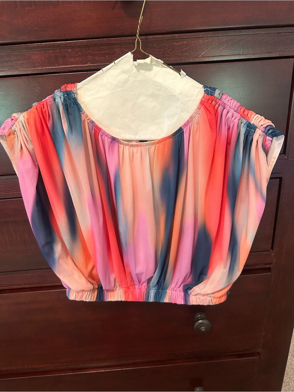 Vici ~Paloma Bliss Multi-Color Watercolor Stripe Crop Top - Picture 2 of 2